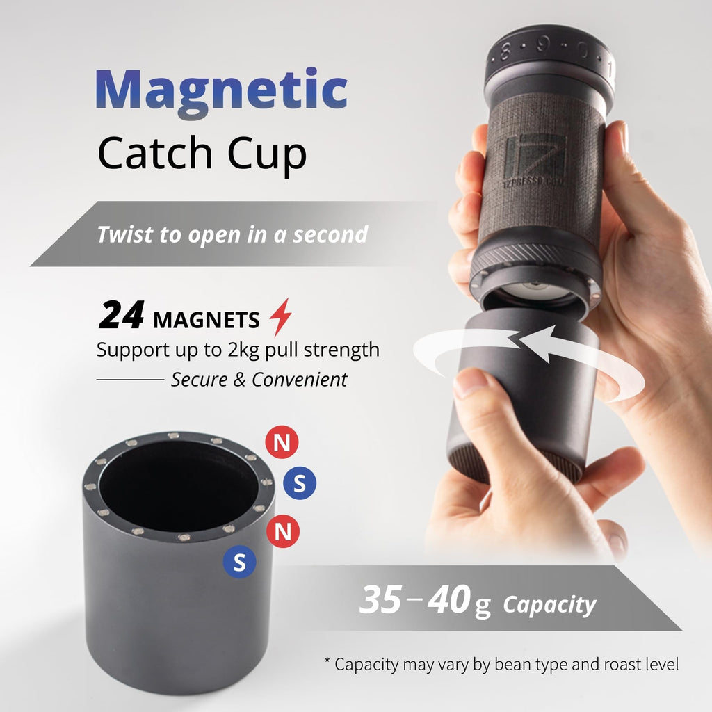 Manual Coffee Grinder Silver with Carrying Case Stainless Steel Conical Burr D8053
