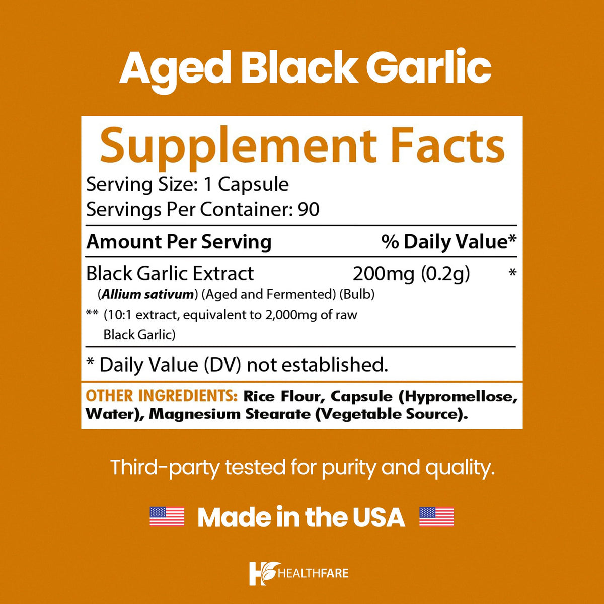 90 Vegan Capsules Fermented Odorless Black Garlic Extract Q906904