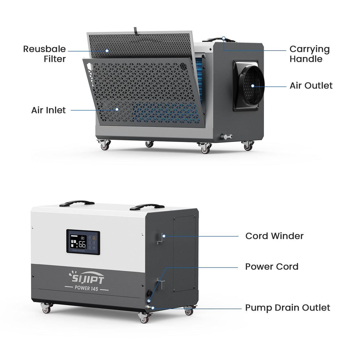 145 Pints Commercial Dehumidifier with Pump & Drain O86431