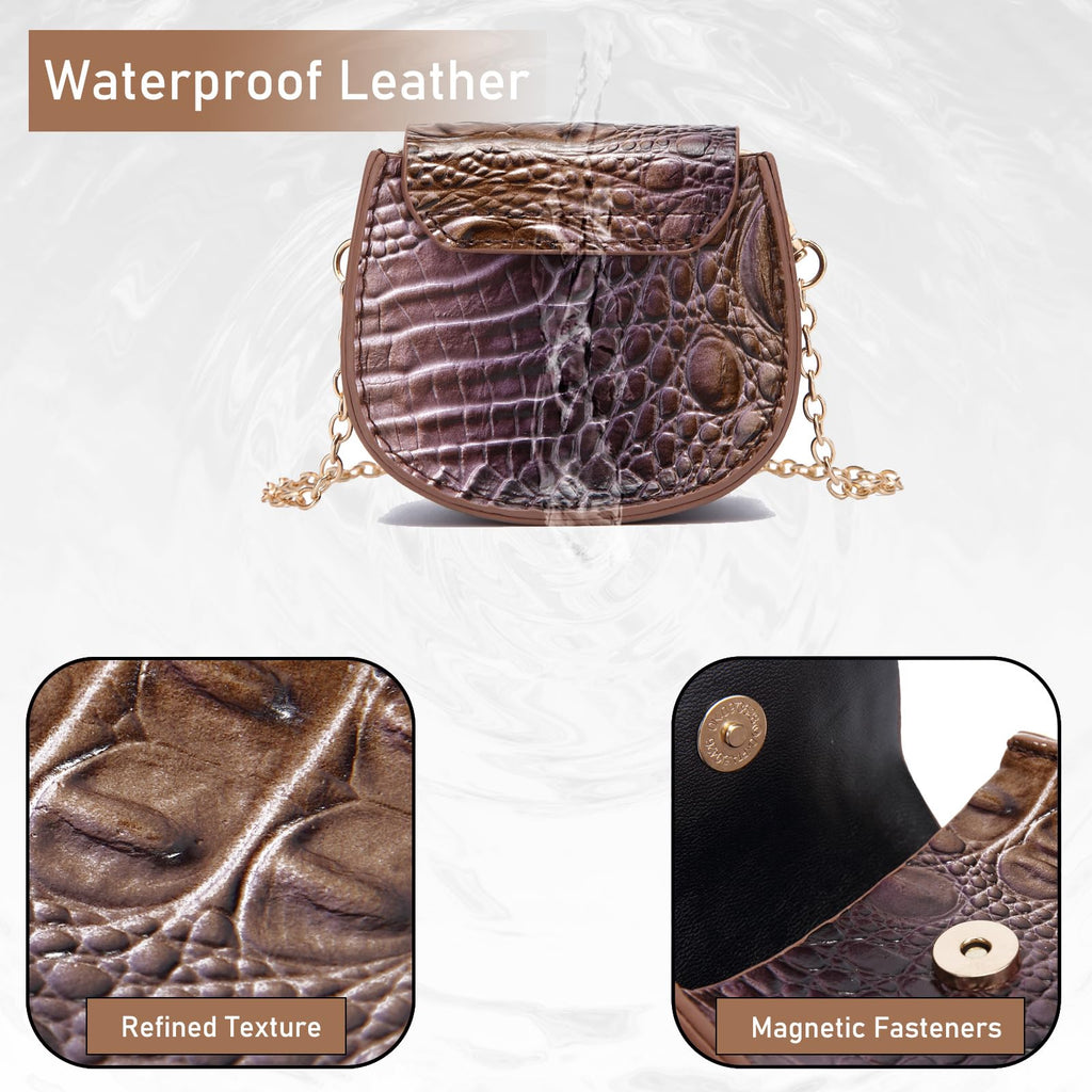 Mini Crocodile Embossed Leather Clutch I946