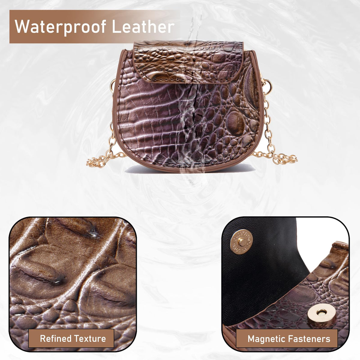 Mini Crocodile Embossed Leather Clutch I946