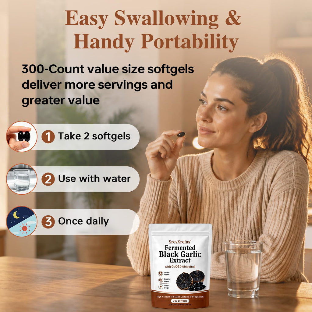Black Garlic Extract with CoQ10, 300 Softgels R262391
