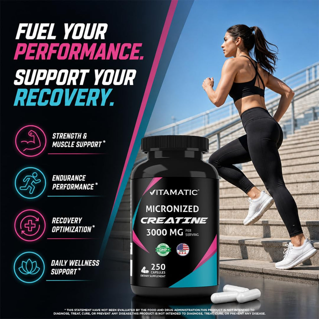 Micronized Creatine Monohydrate 3000 mg 250 Capsules V48910