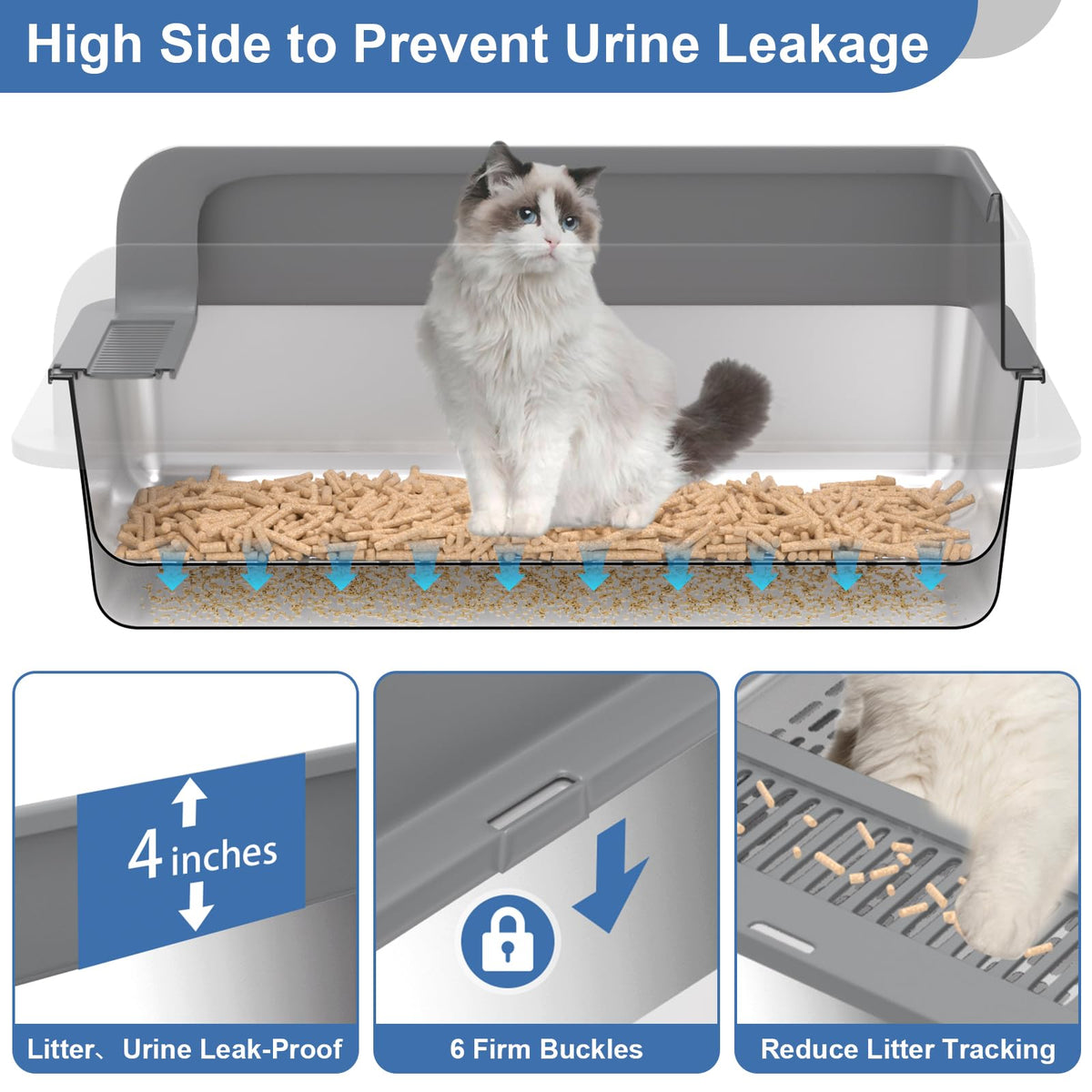 XXXL Stainless Steel Sifting Cat Litter Box with Lid B3578