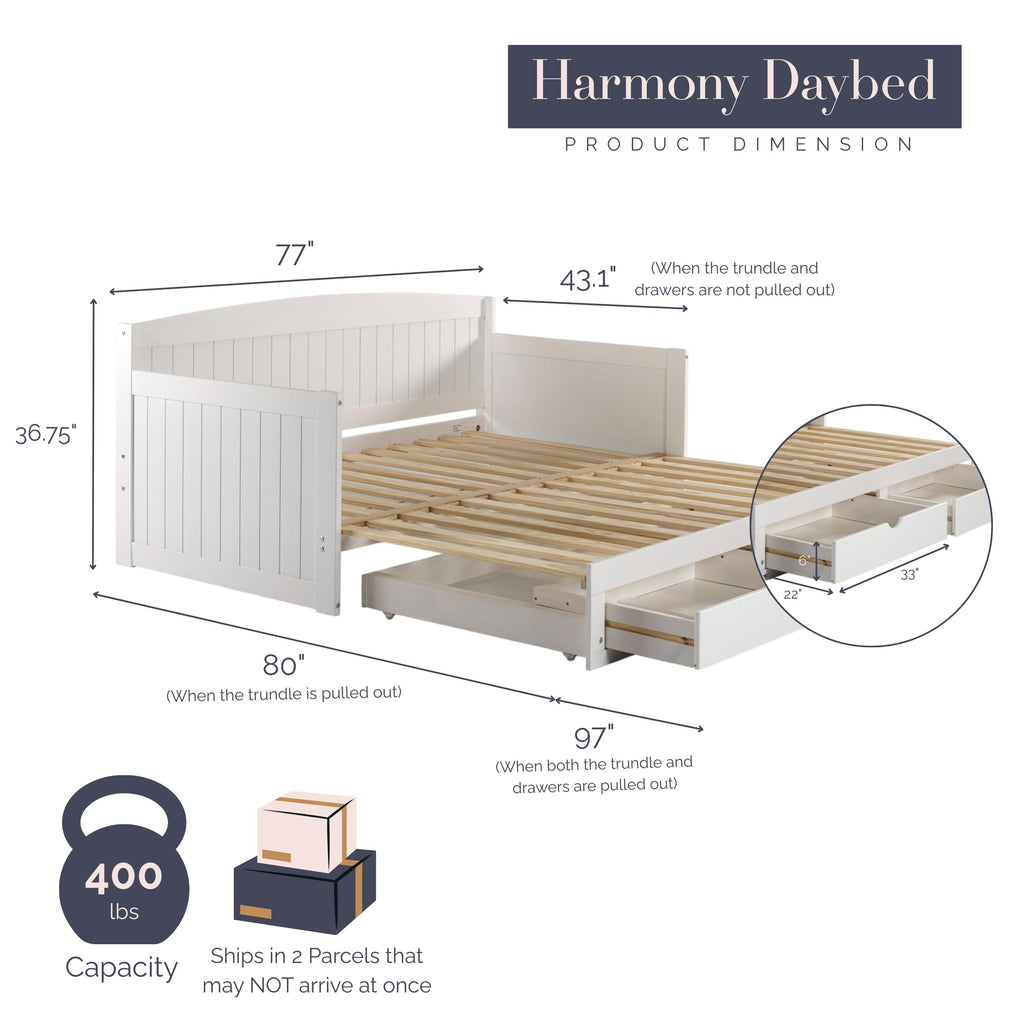 White Extendable Daybed with Trundle G183615