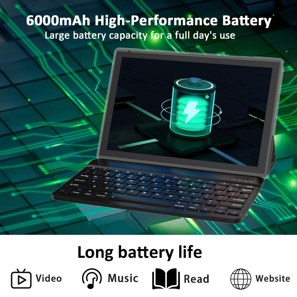 Android 15 10 Inch 18GB RAM 128GB ROM Tablet with Keyboard Case Mouse Stylus P94912