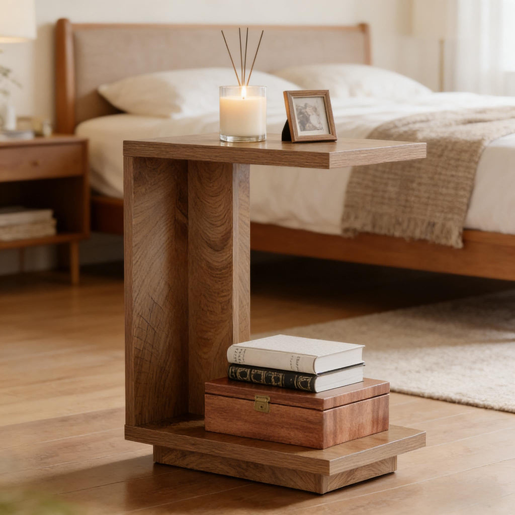 C-Shaped Side Table with Hidden Storage O692584