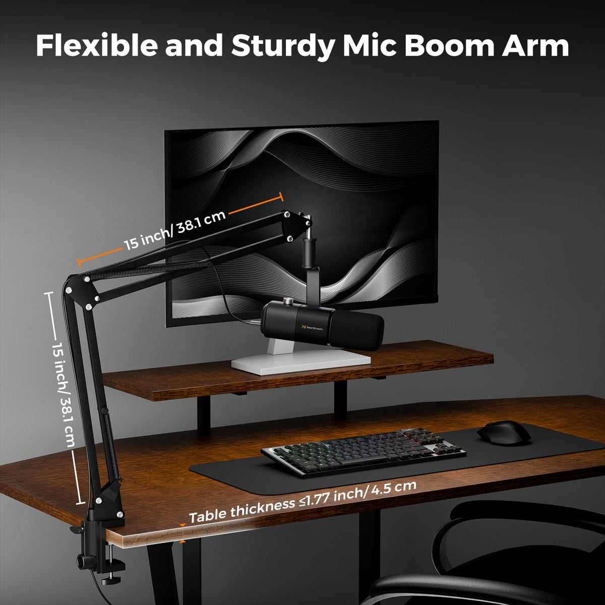 USB/XLR Dynamic Podcast Microphone with Boom Arm V6087