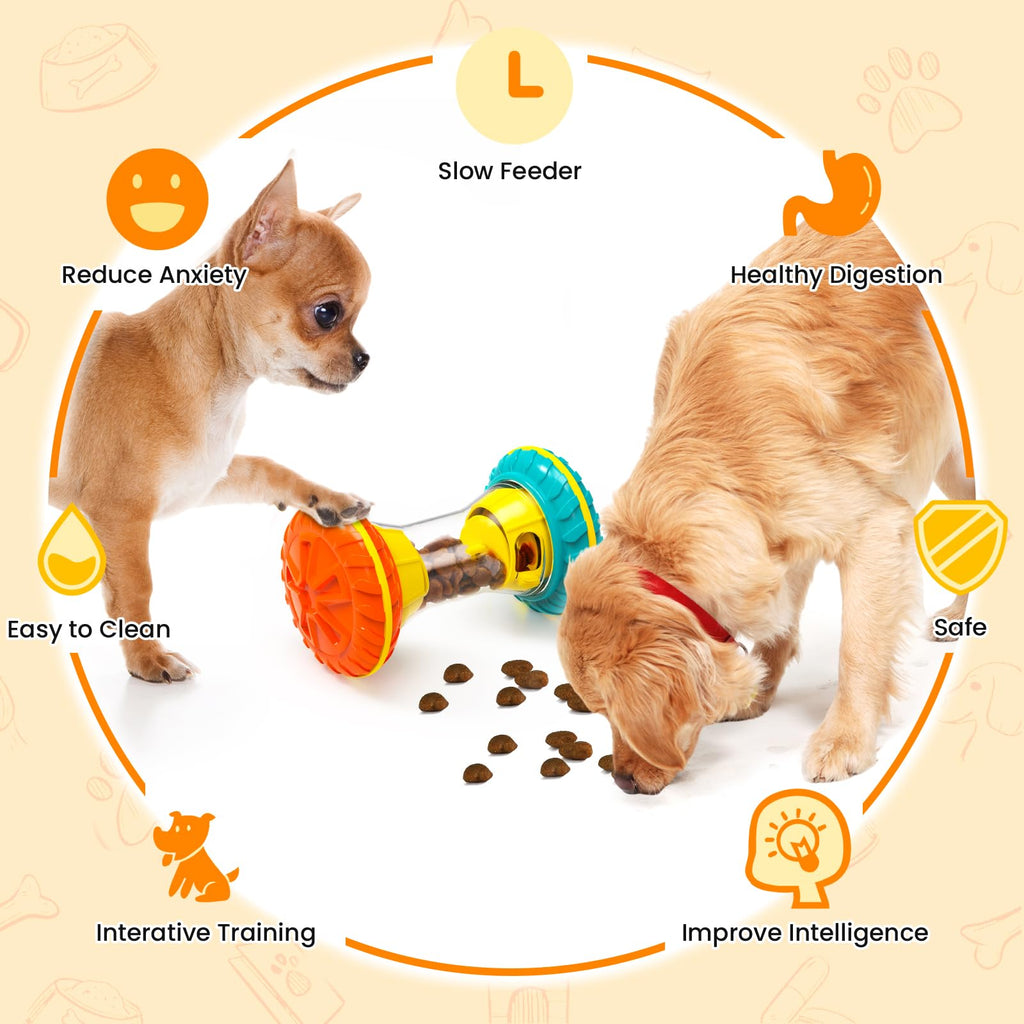 Interactive Dog Puzzle Toy Treat Dispensing Slow Feeder Yellow H964