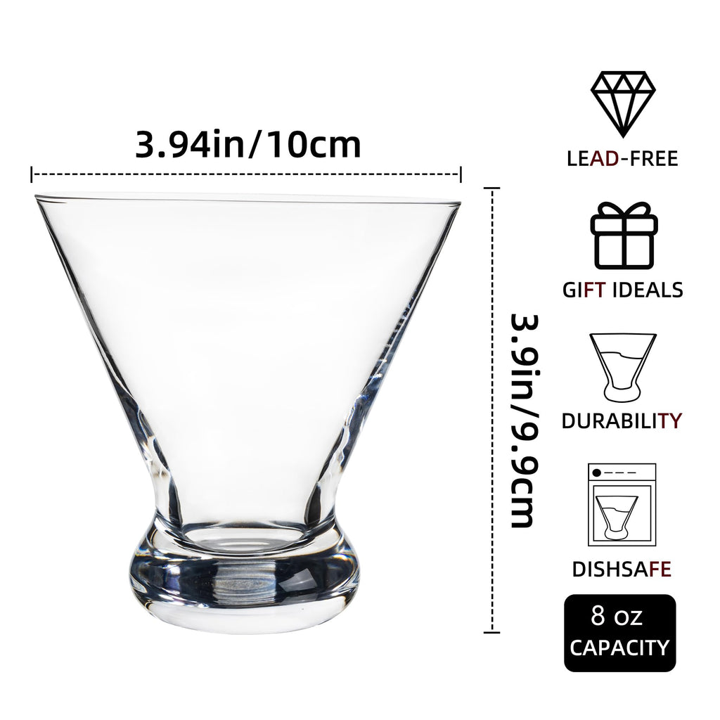 8 oz Stemless Martini Glasses Set of 8 H6210