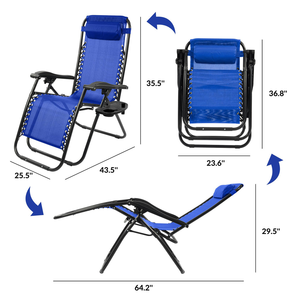 Zero Gravity Chair Set of 2 with Cup Holder Blue K786570
