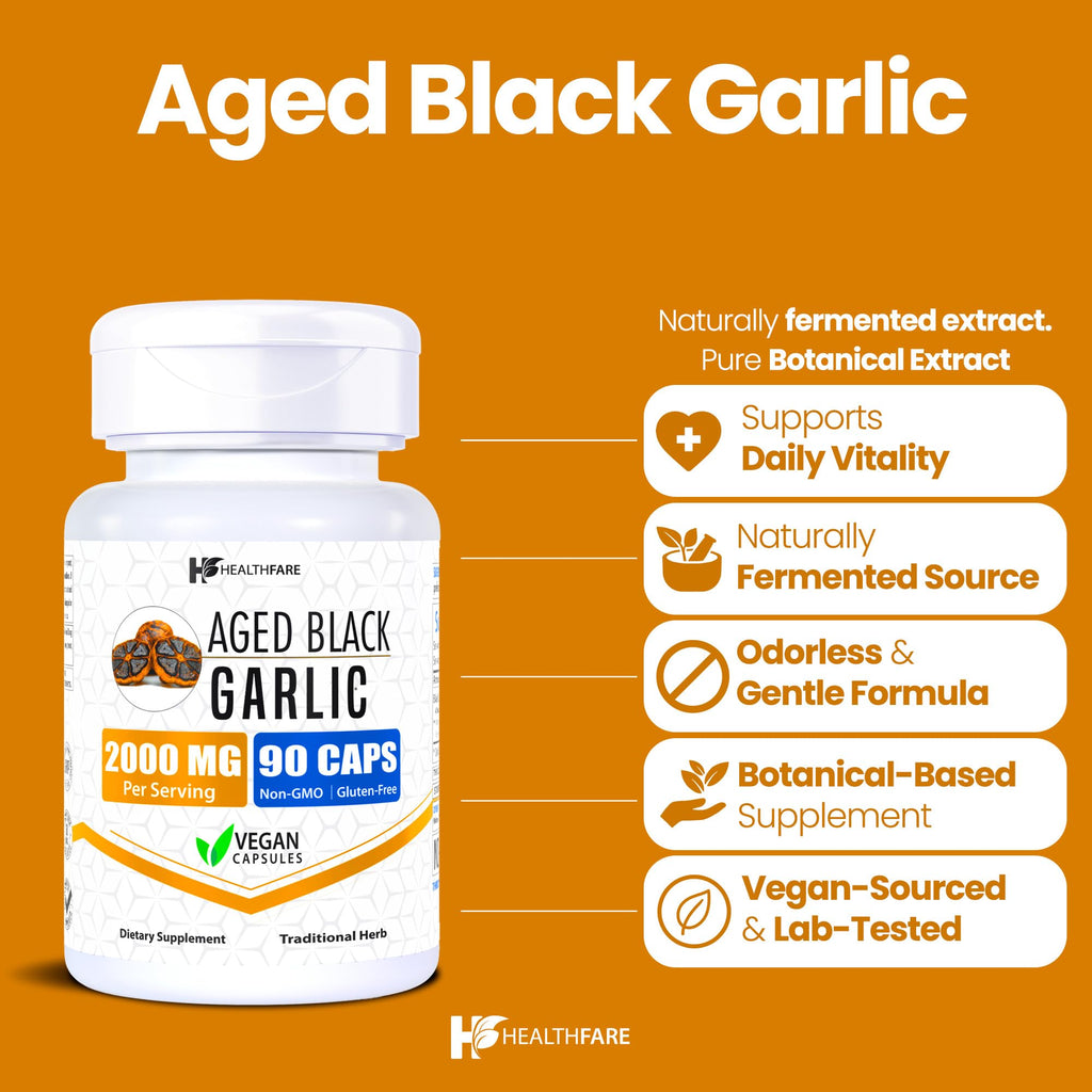 90 Vegan Capsules Fermented Odorless Black Garlic Extract Q906904