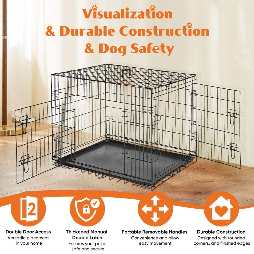36 Inch Metal Dog Crate Kennel with Divider Panel L89922