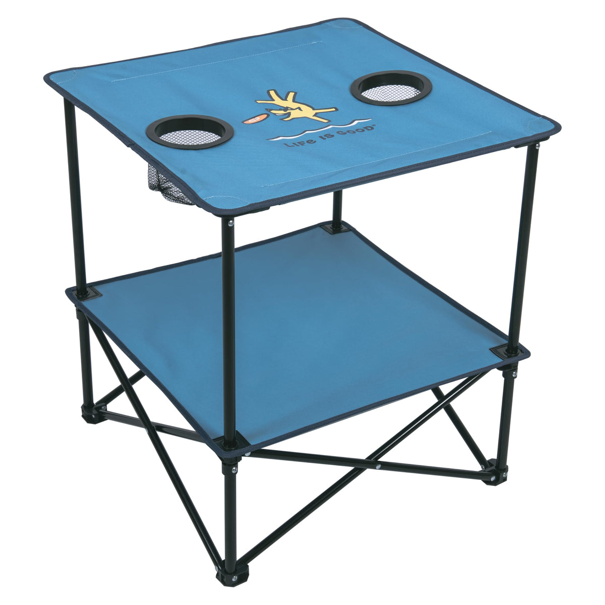 22” Square Compact Outdoor Folding Table with Cup Holders and Carry Bag X572