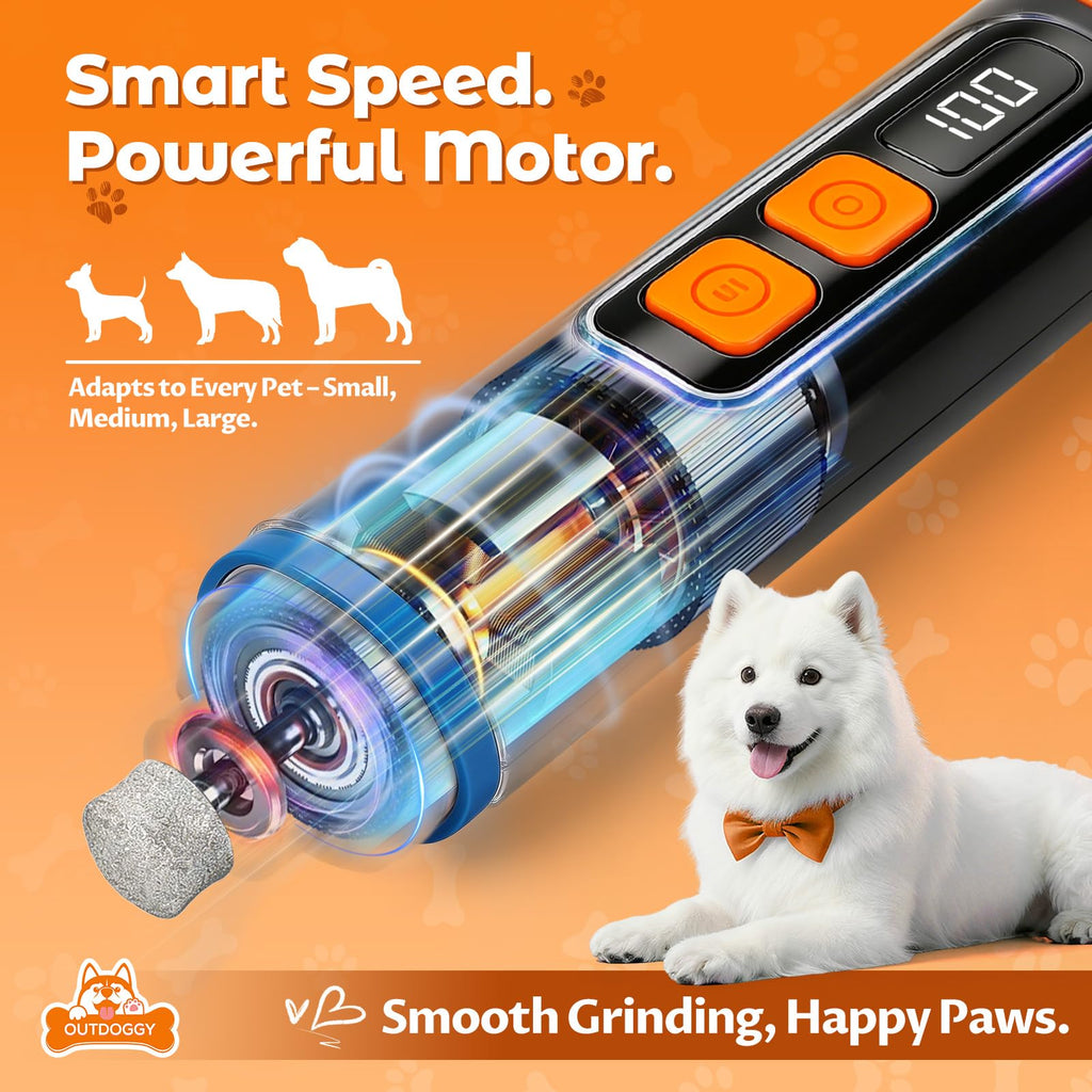 Dog Nail Grinder, Quiet 3-Speed with LED & Safety Guard O435058