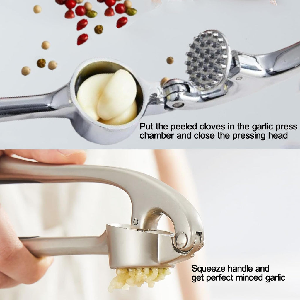 Stainless Steel 2 in 1 Garlic Press and Herb Scissors C899