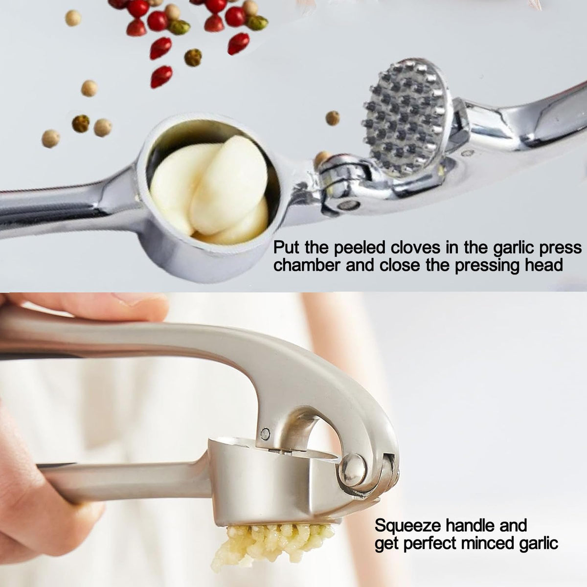 Stainless Steel 2 in 1 Garlic Press and Herb Scissors C899