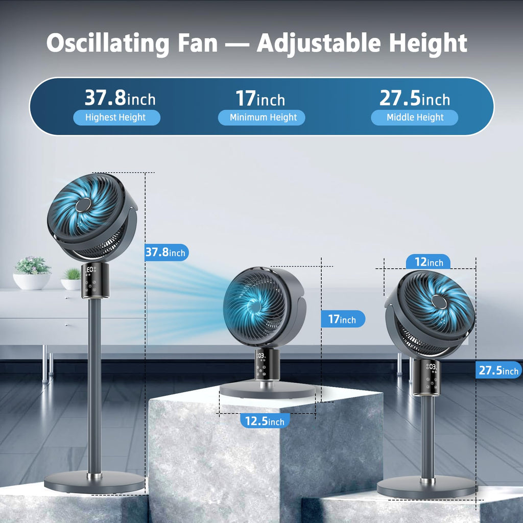 100ft Oscillating Standing Fan with Adjustable Height K84254