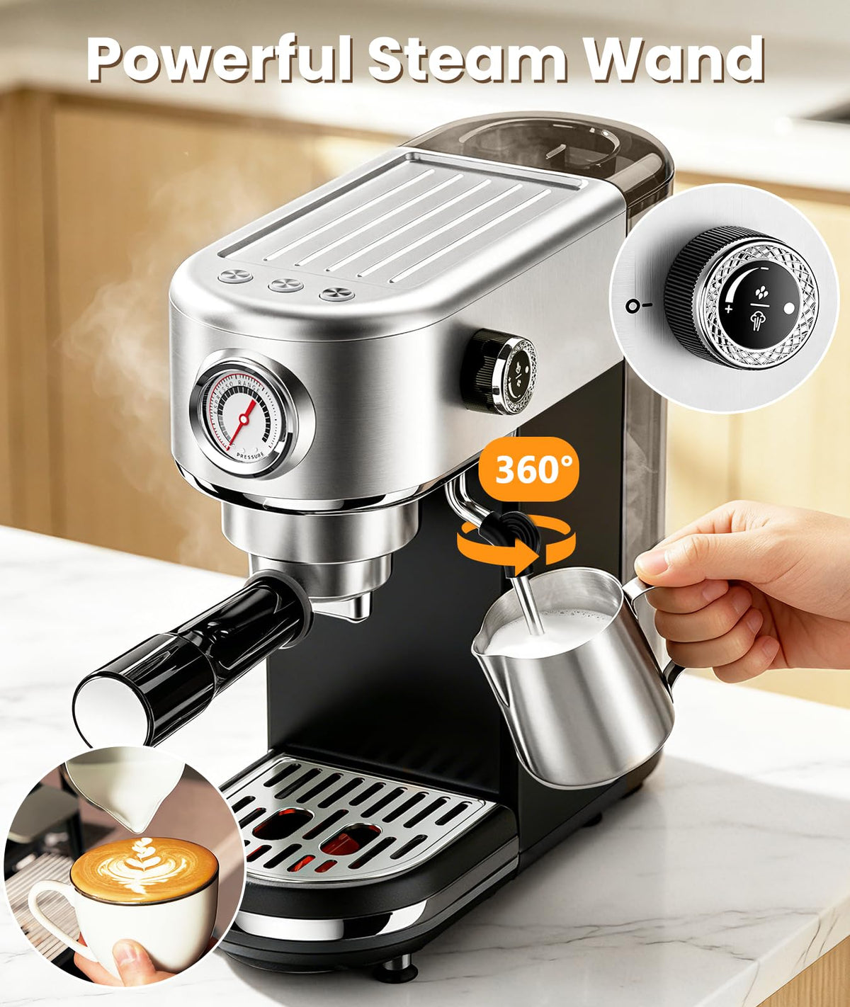 20 Bar Espresso Coffee Machine with Milk Frother Y778