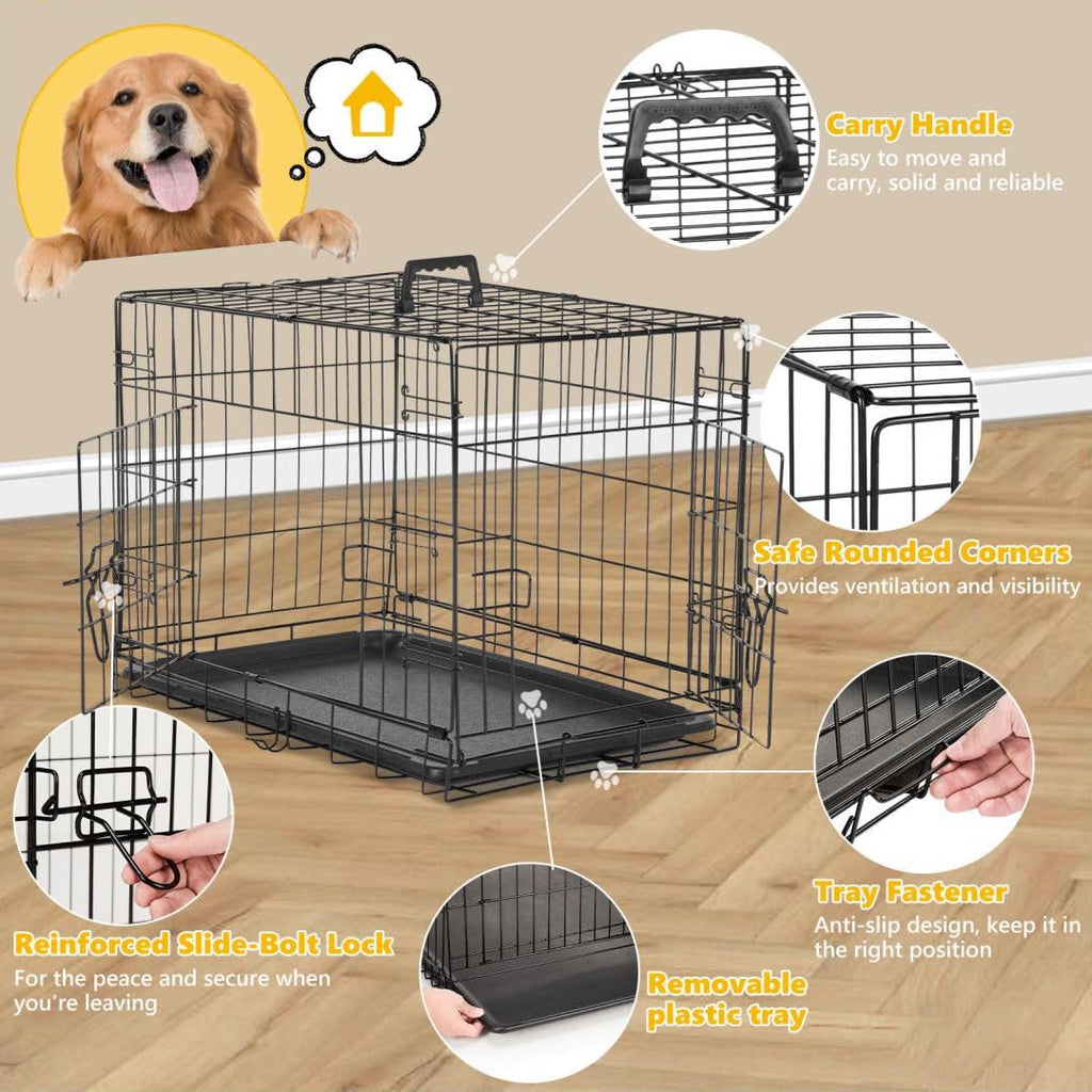 36 Inch Metal Dog Crate Kennel with Divider Panel L89922