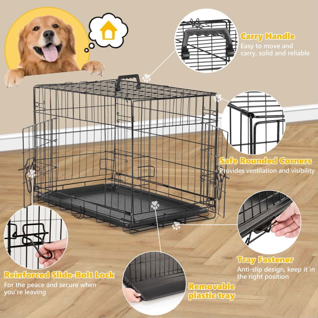36 Inch Metal Dog Crate Kennel with Divider Panel L89922