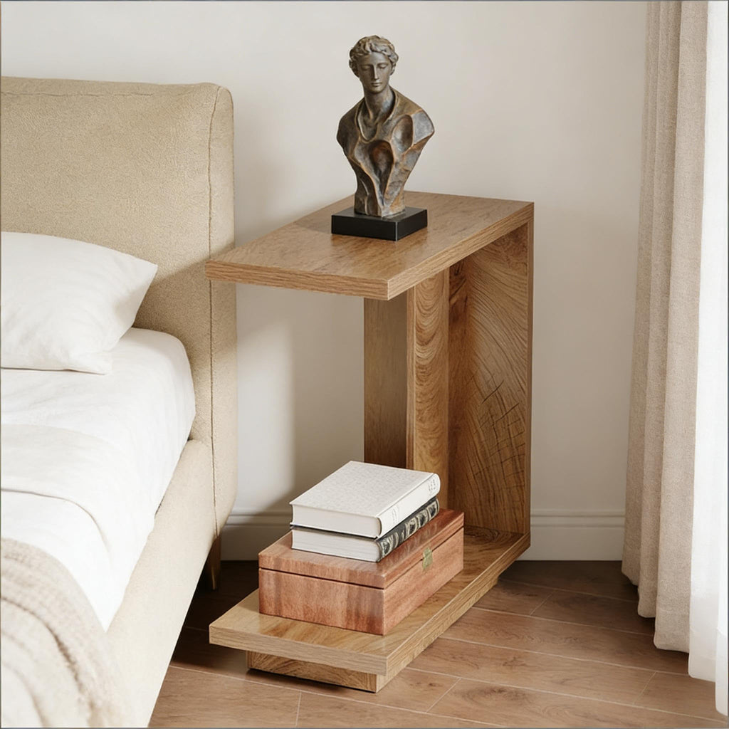 C-Shaped Side Table with Hidden Storage O692584