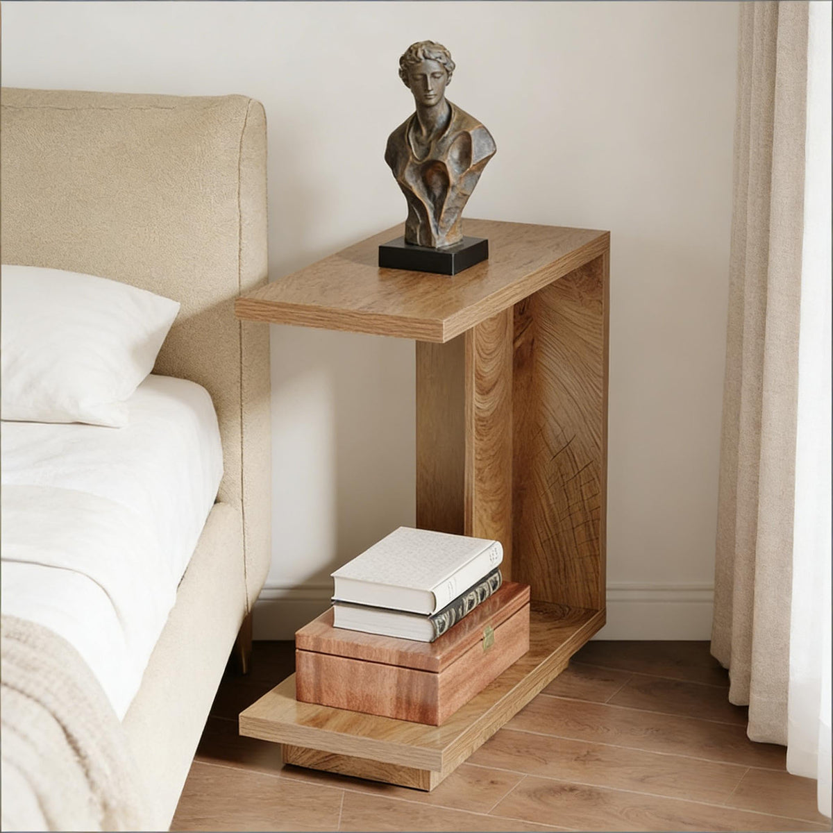 C-Shaped Side Table with Hidden Storage O692584