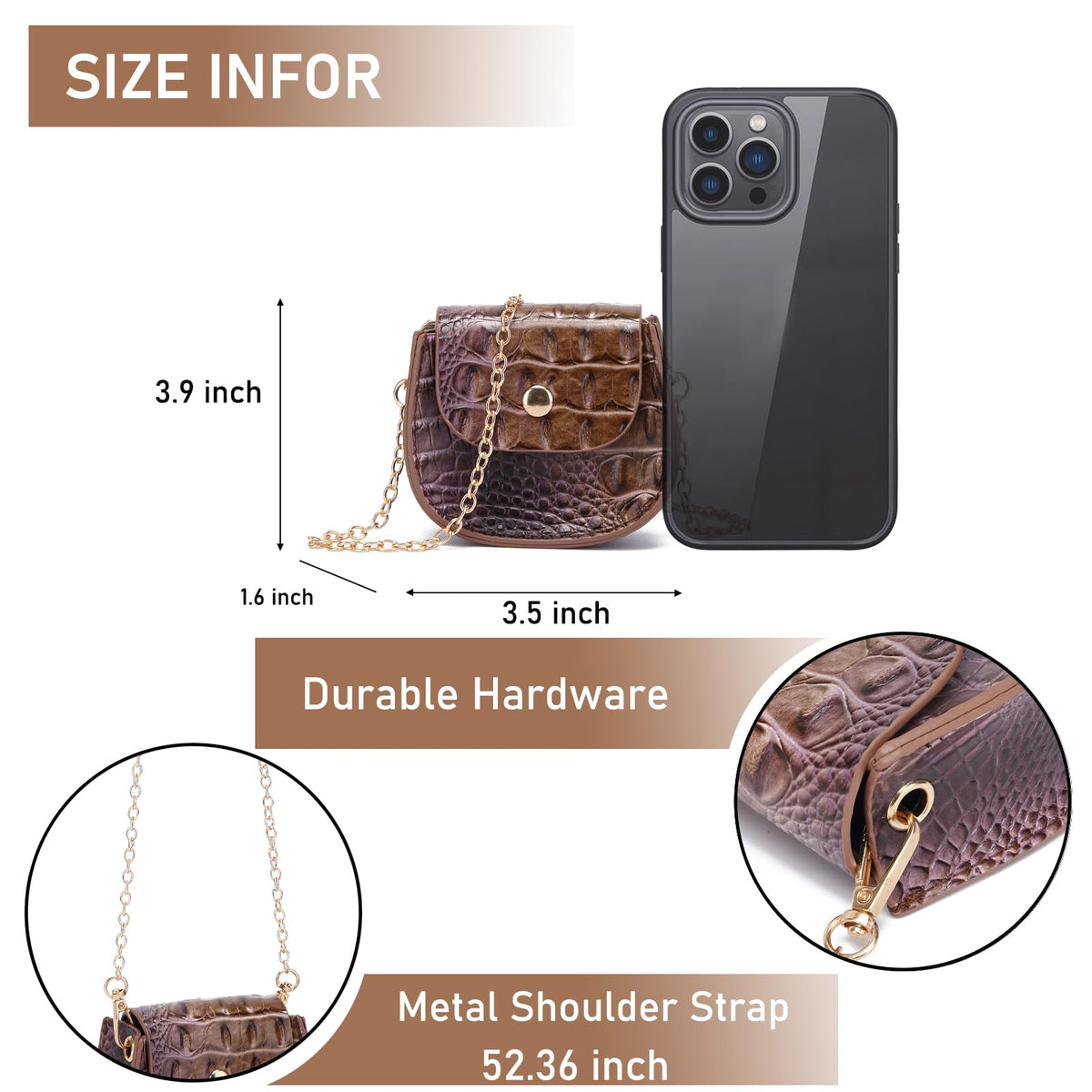 Mini Crocodile Embossed Leather Clutch I946