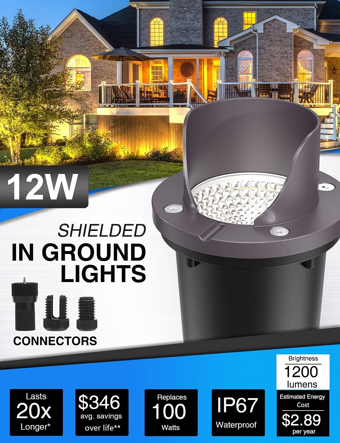 6 Pack Low Voltage LED Landscape Lights with Transformer Z432711