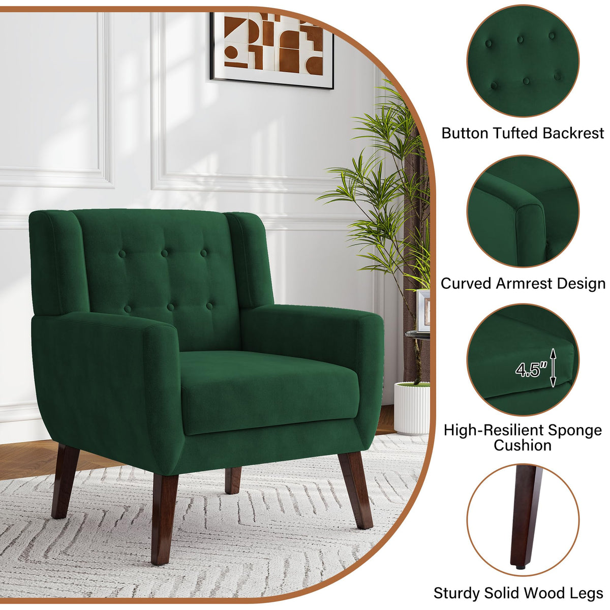 Velvet Accent Chairs Set of 2 F634