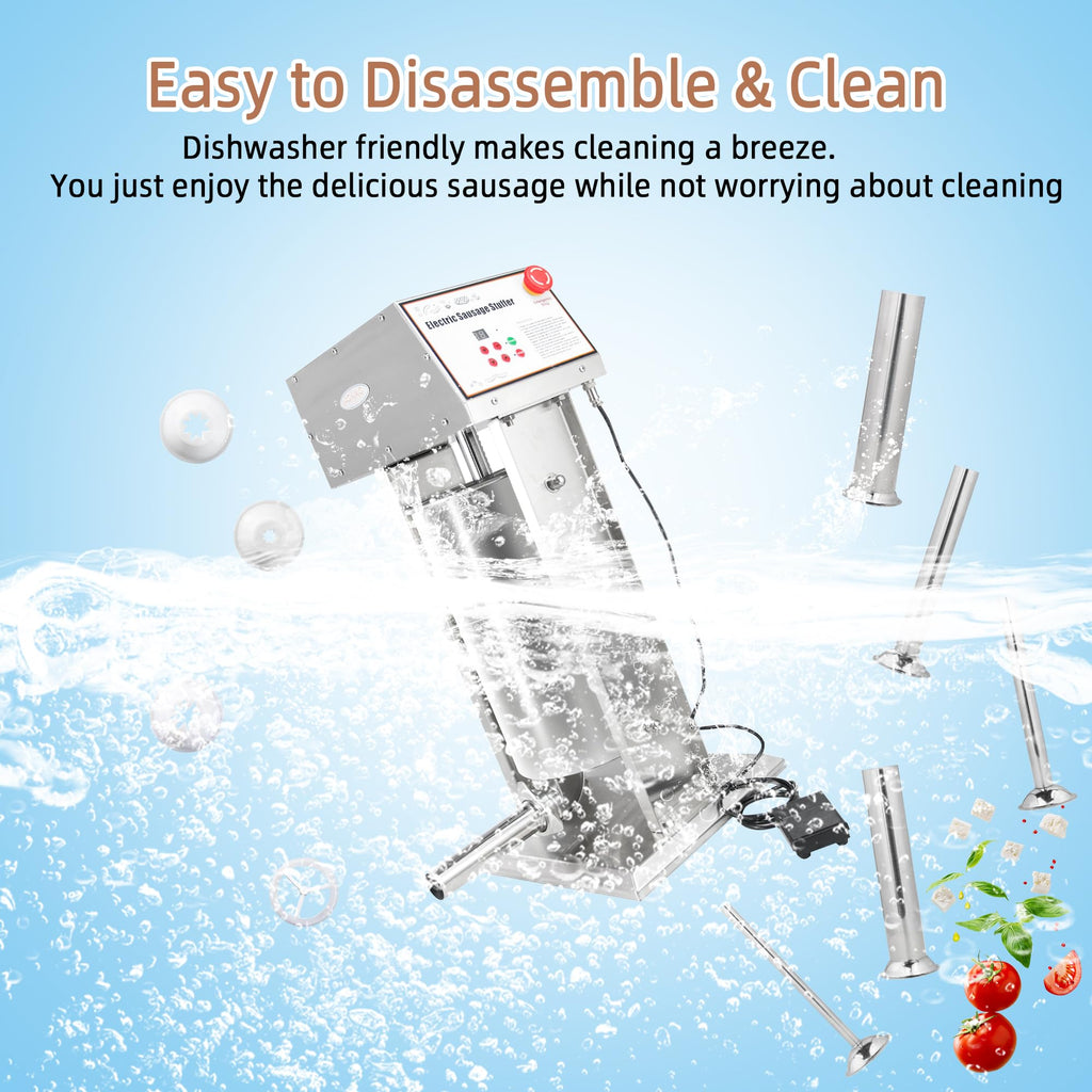30LB Stainless Steel Electric Sausage Stuffer with 5 Stuffing Tubes P610