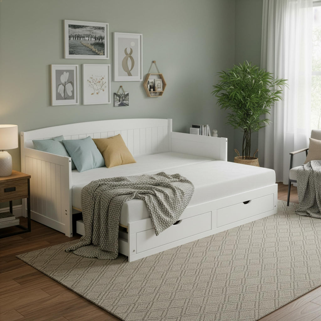 White Extendable Daybed with Trundle G183615