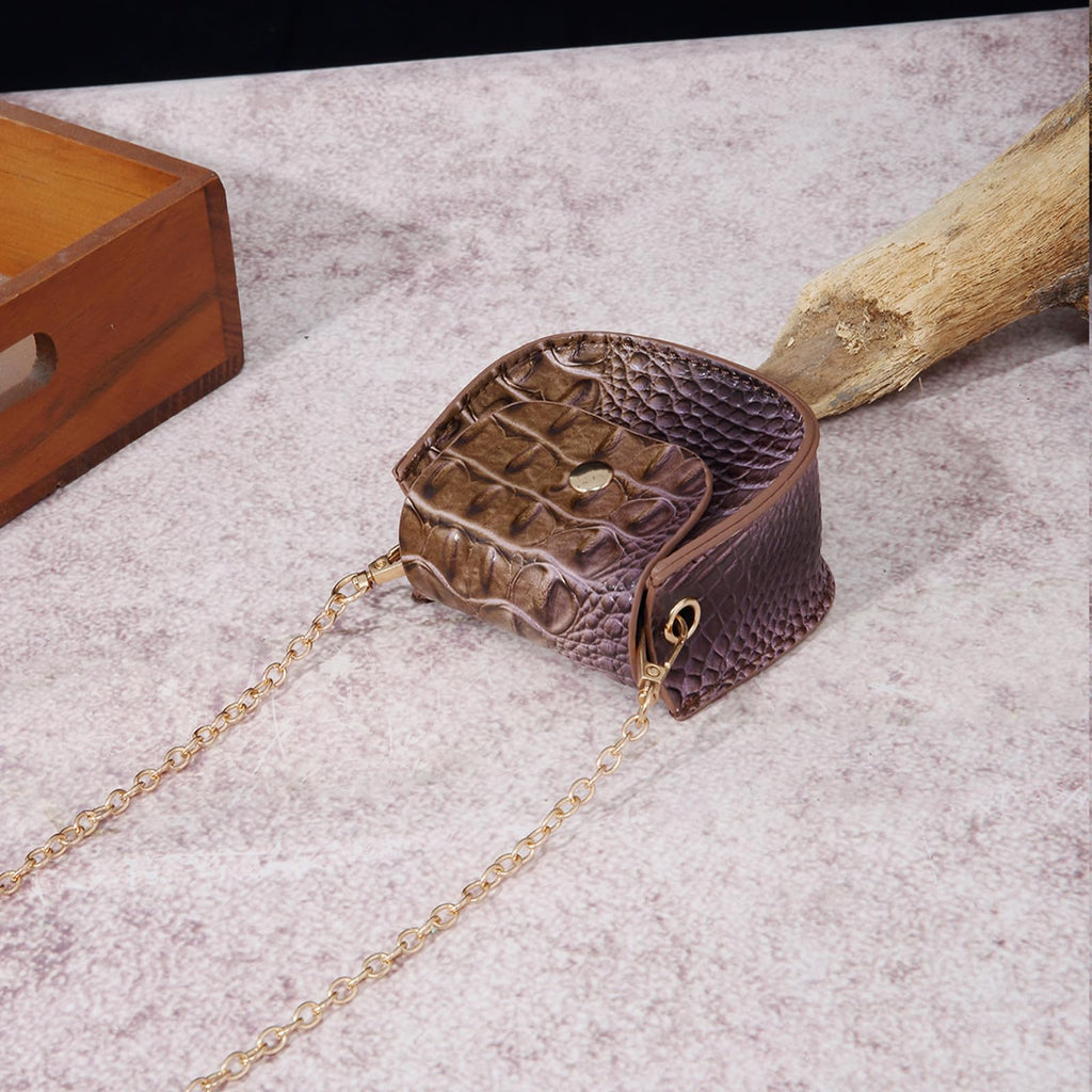 Mini Crocodile Embossed Leather Clutch I946