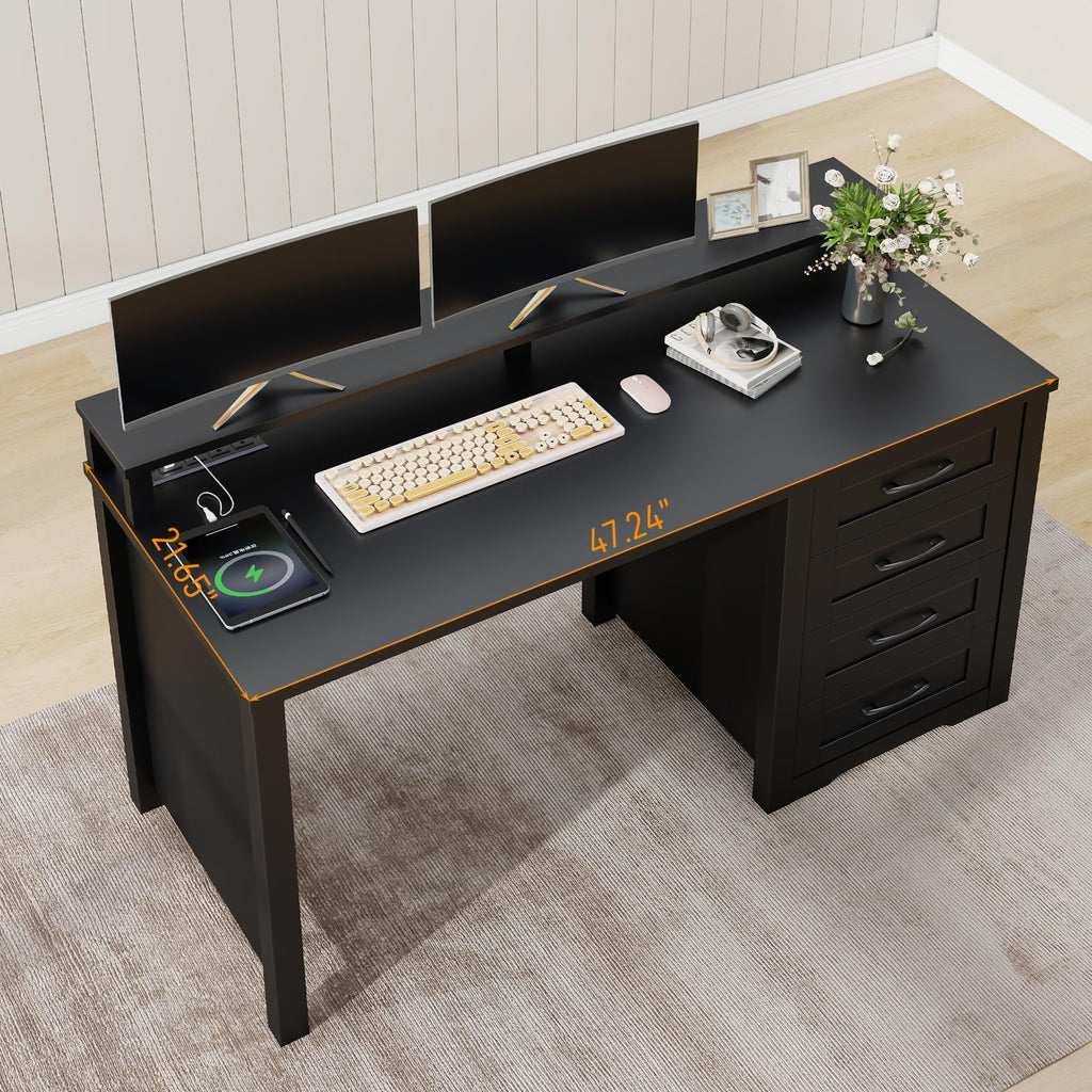 47" Farmhouse Executive Desk with 4 Drawers B9903