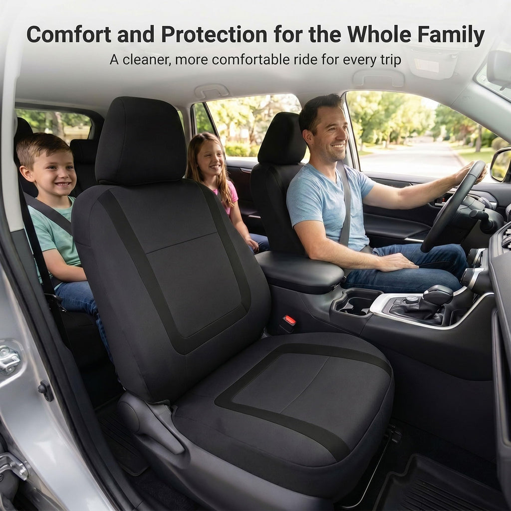 Cloth Car Seat Covers Front Set Black O5761