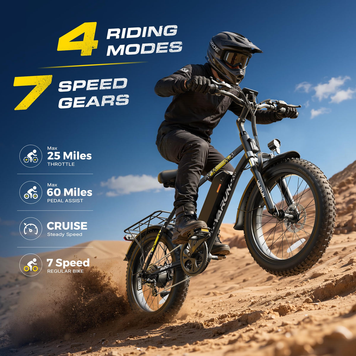 1000W Peak Motor 60+ Miles Fat Tire 20" Electric Bike L677