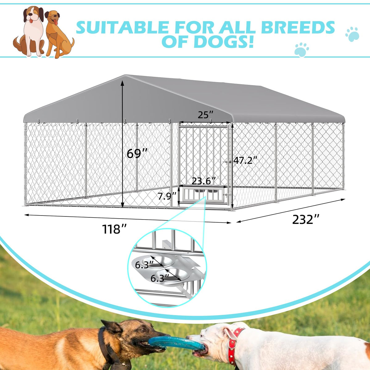 20'x10' Outdoor Dog Kennel with Roof C699936