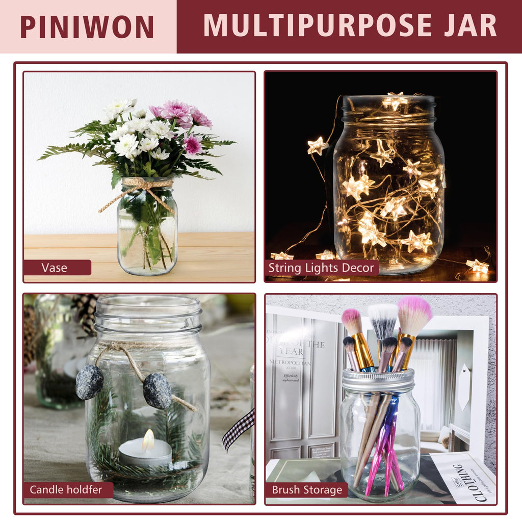 16 oz Mason Jars with Lids and Bands, 15 Pack R17976