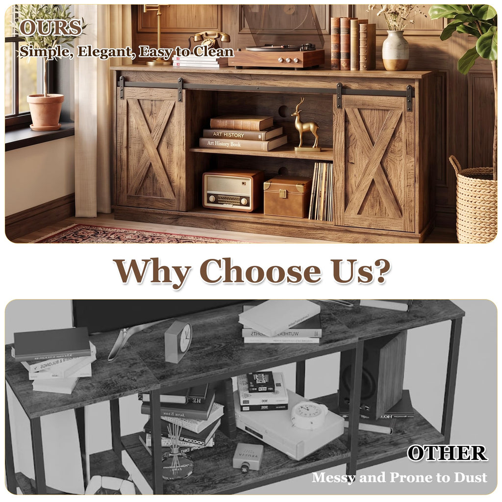 65 Inch Rustic Brown Farmhouse TV Stand M367