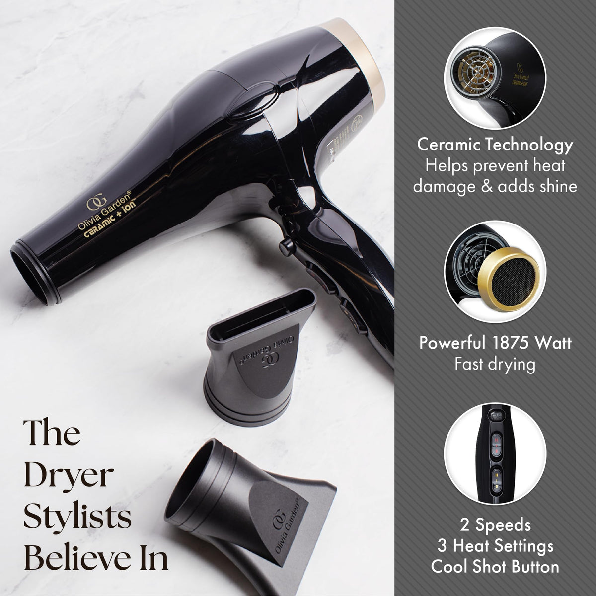 1875W Ceramic Ion Hair Dryer with 2 Nozzles E266485