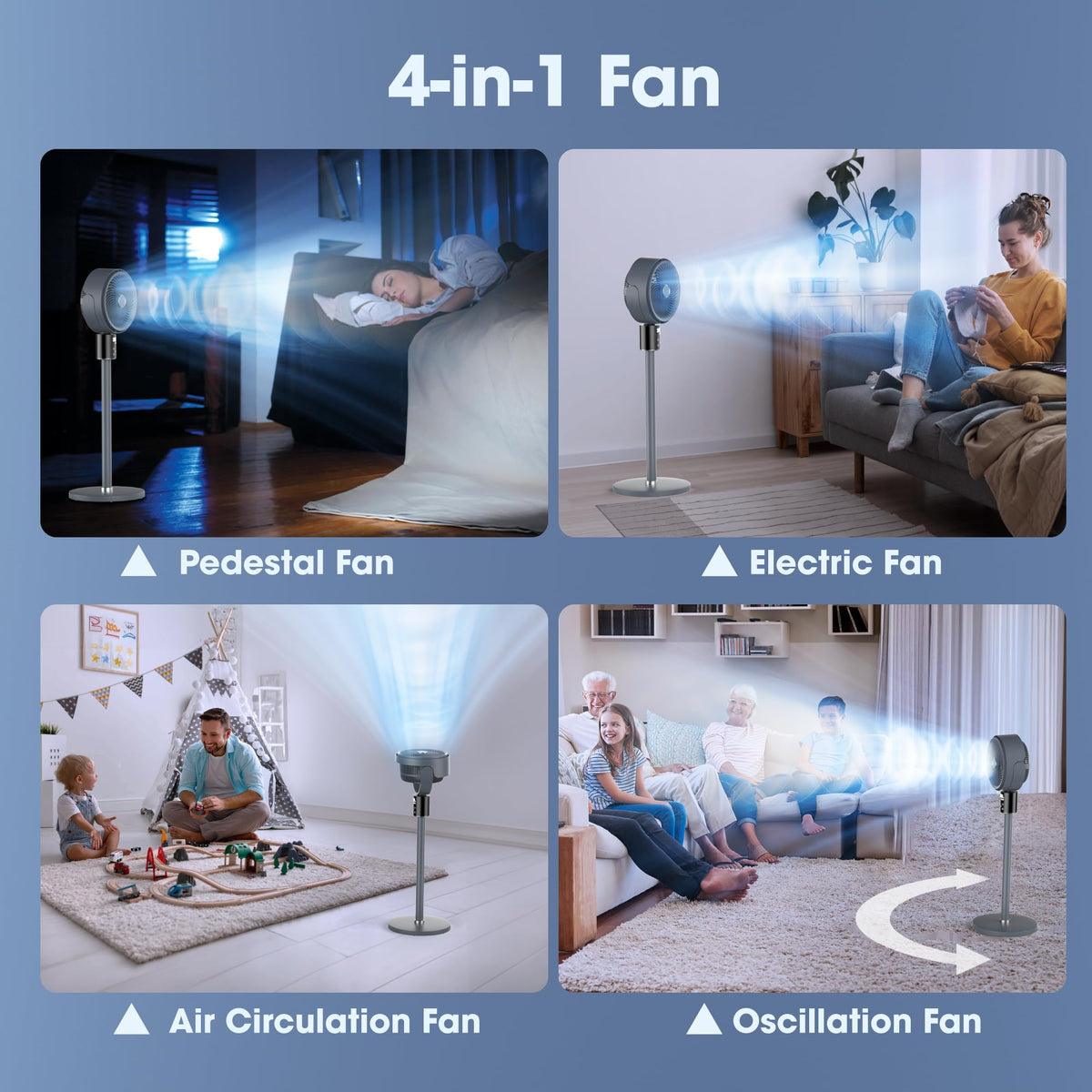 100ft Oscillating Standing Fan with Adjustable Height K84254