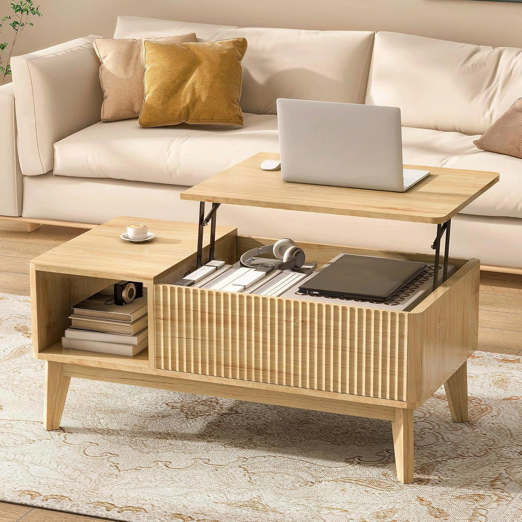 Fluted Lift Top Coffee Table with Storage V578