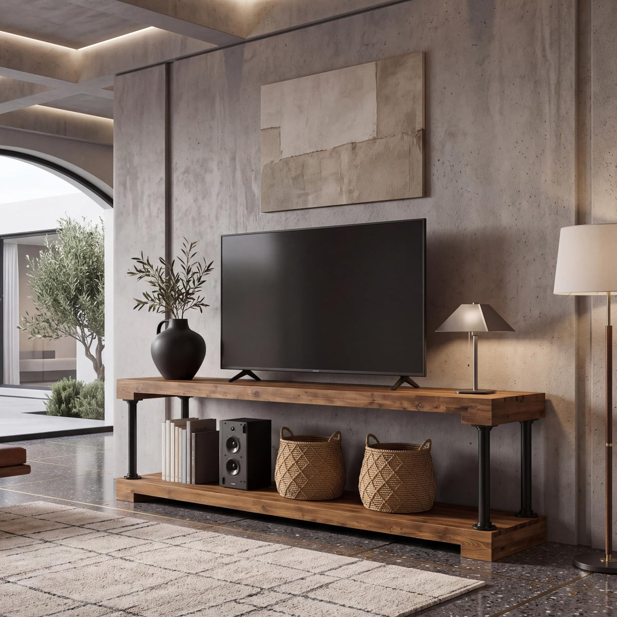 Solid Wood TV Stand for 75-Inch TV T5743