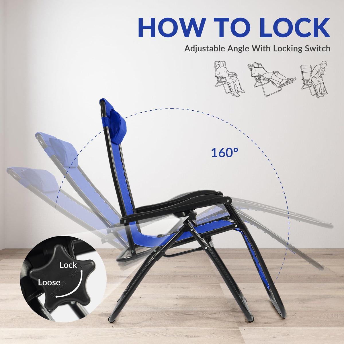Zero Gravity Chair Set of 2 with Cup Holder Blue K786570