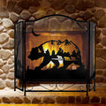 3-Panel Folding Metal Fireplace Screen Black L37536