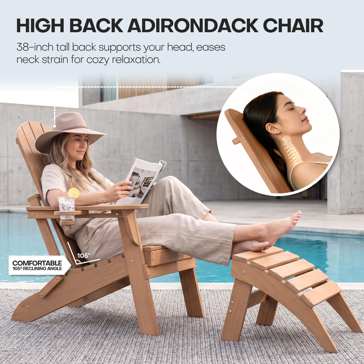 Adirondack Chair Set of 2 with Cup Holders & Table K6369