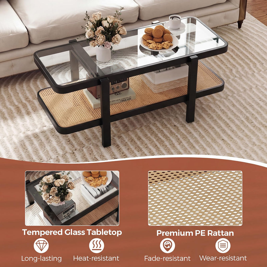 Black Rattan Coffee Table G611920