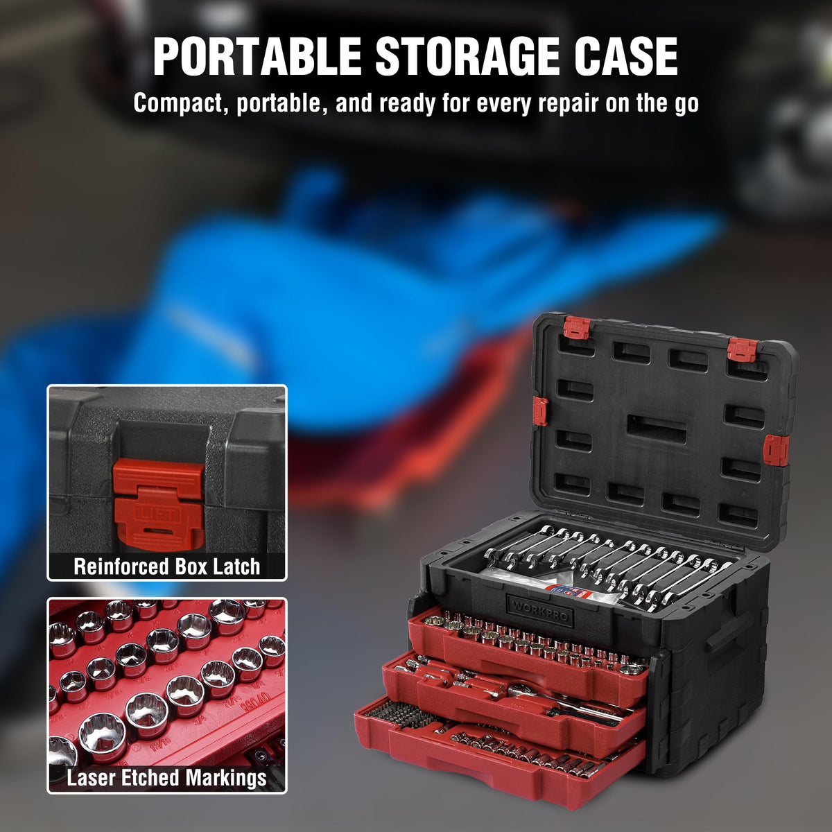 450-Piece Drive Socket Set 1/2" 1/4" 3/8" CR-V Metric and Imperial with Quick-Release Ratchet Wrench W941338