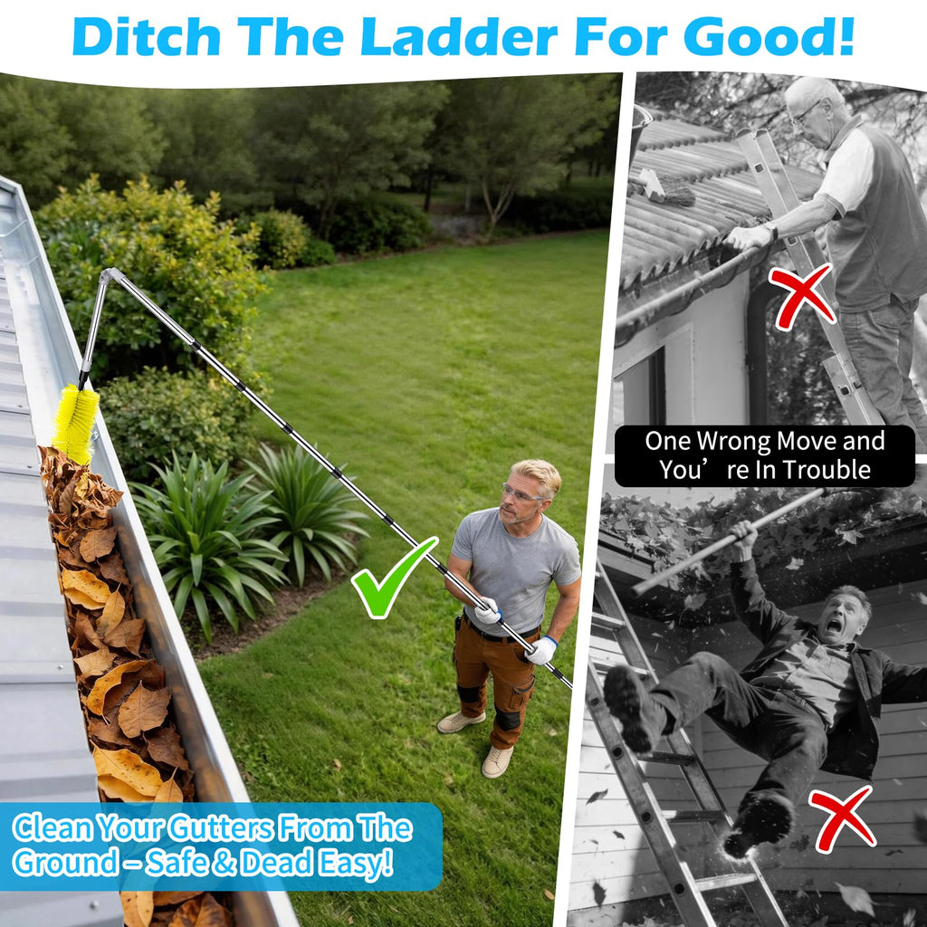 13FT Adjustable Gutter Cleaning Brush Kit with Shovel V97983