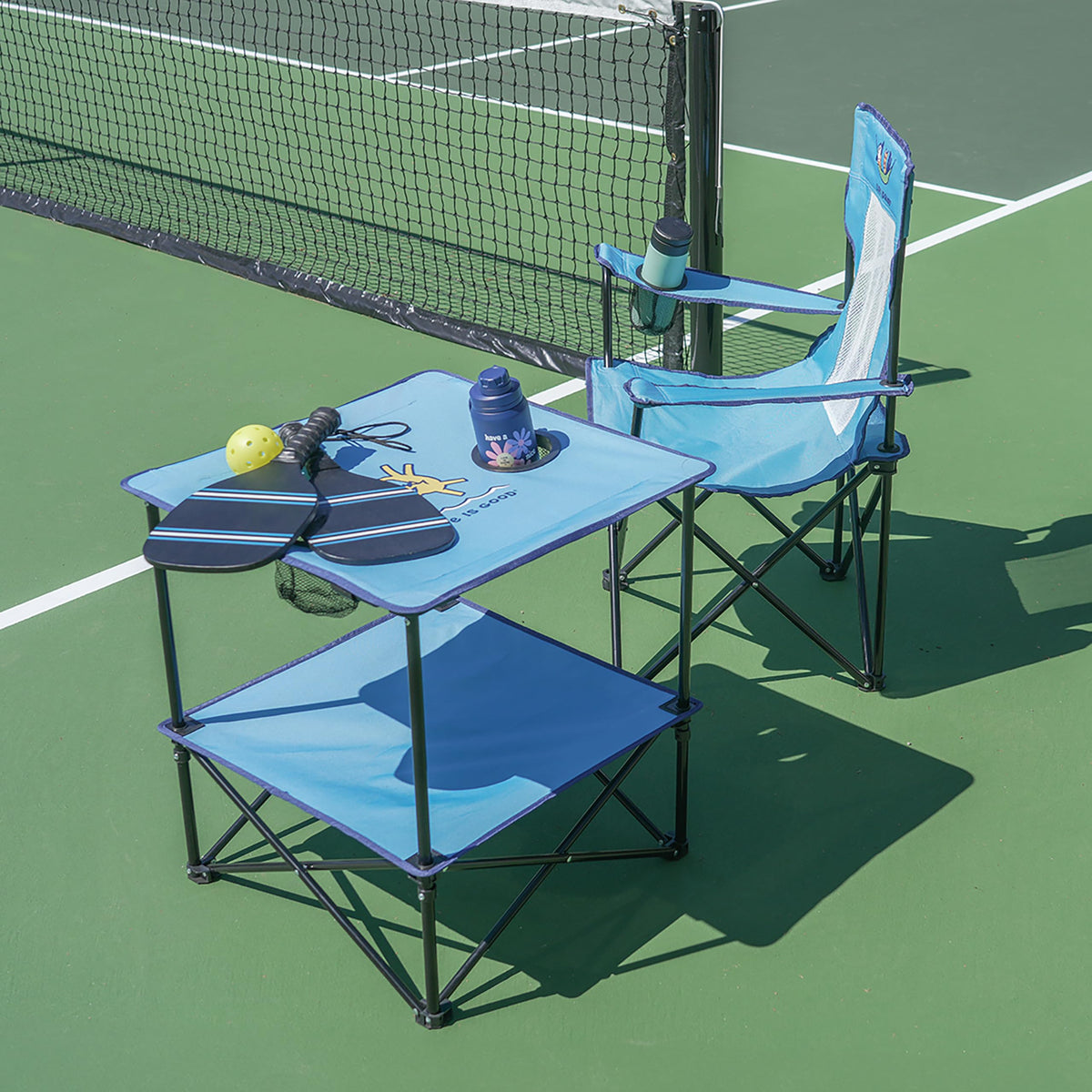 22” Square Compact Outdoor Folding Table with Cup Holders and Carry Bag X572